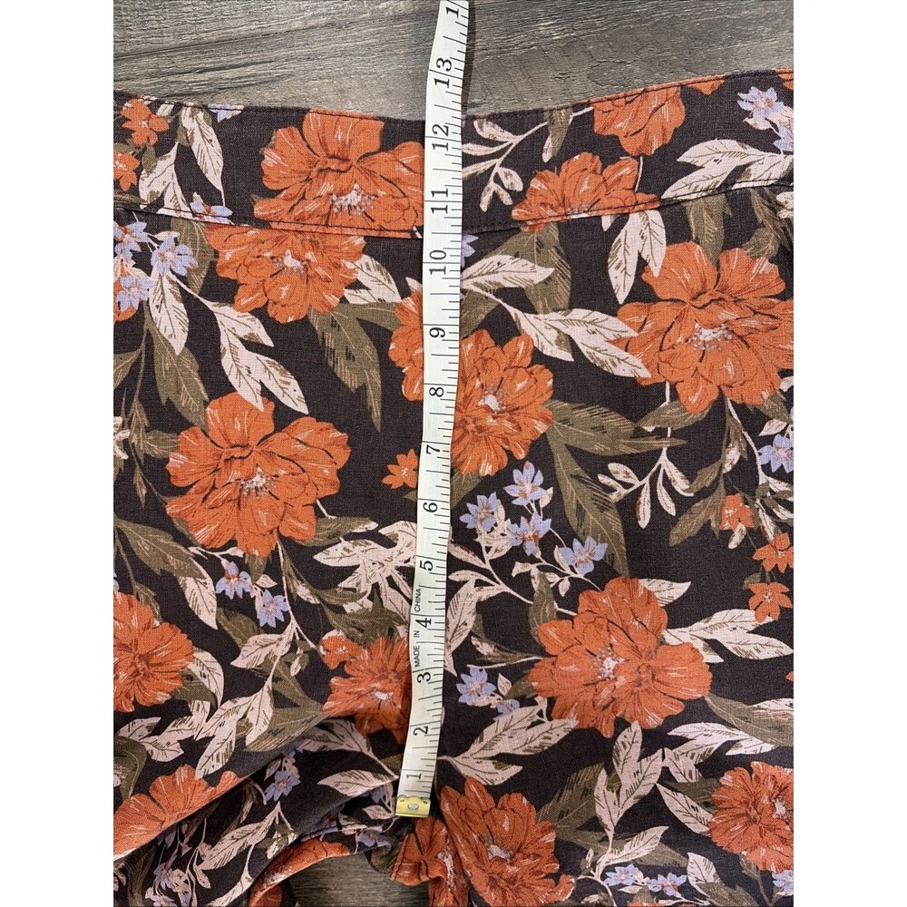 Haute Hippie Pants 100% Linen Floral Wide Leg Cropped Pants Size L Resort Vaca - Picture 5 of 13